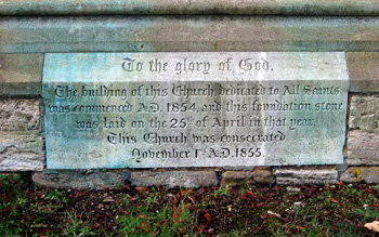 Foundation stone at the east end of the chancel January 2011